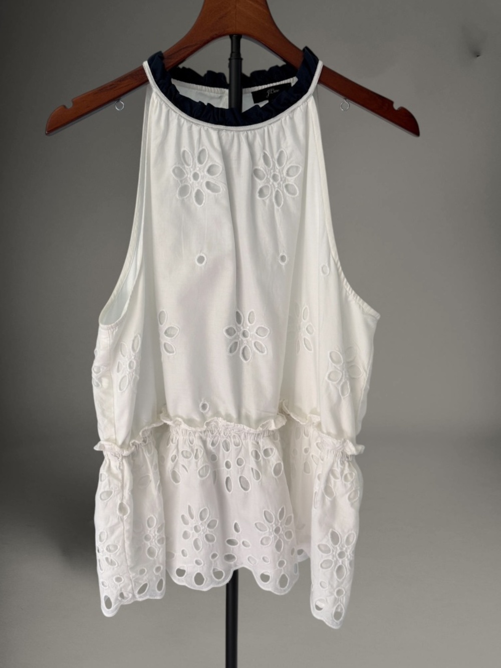 J. CREW Eyelet Mockneck Top with Peplum, Size XL